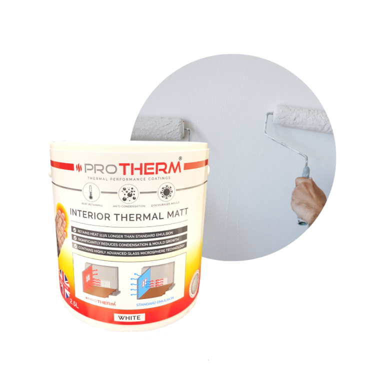 An interior thermal insulating paint that retains heat 113% longer than a standard emulsion, preventing condensation & discouraging mould.